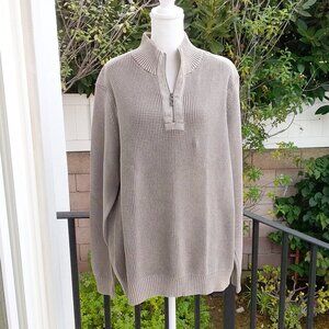 Tommy Bahama Men's Sweater Size L Cotton Gray Long Sleeve Pullover Short Zipper